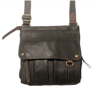 Fossil black leather Messenger bag